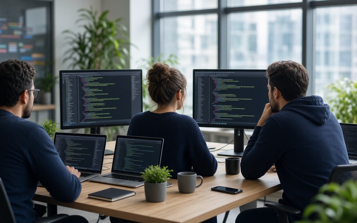 Software team at work